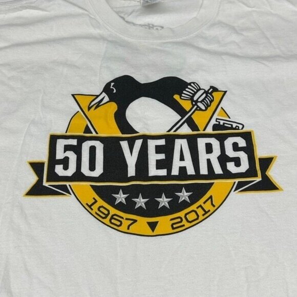 Pittsburgh Penguins XL 50th Anniversary 1967 - 2017 Logo Graphic T-Shirt Promo - Picture 3 of 6